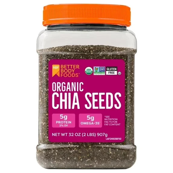BetterBody Foods Organic Chia Seeds 2 lbs, 32 Oz with Omega-3 Non-GMO Gluten