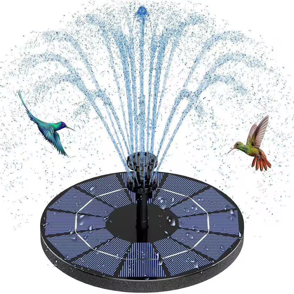 Outdoor Solar Fountain Pump Built-In 1500Mah Battery Solar Spitter Bird Bath Fou