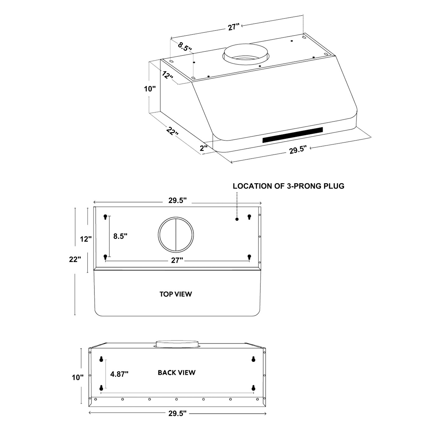 30 In. Under Cabinet Range Hood (OPEN BOX) 500 CFM, Stainless Steel LCD Controls