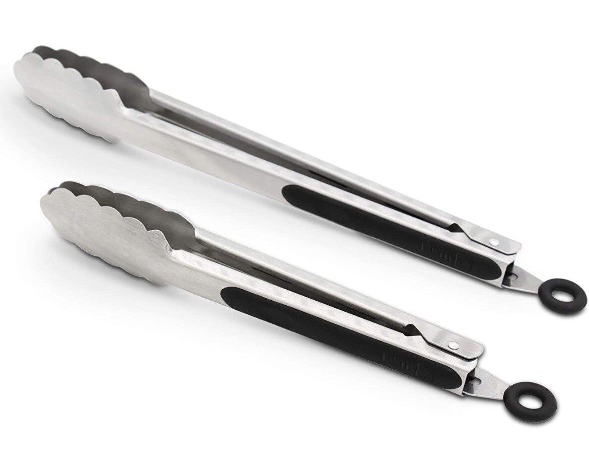 304 Stainless Steel Kitchen Cooking Tongs, 9″ and 12″ Set of 2