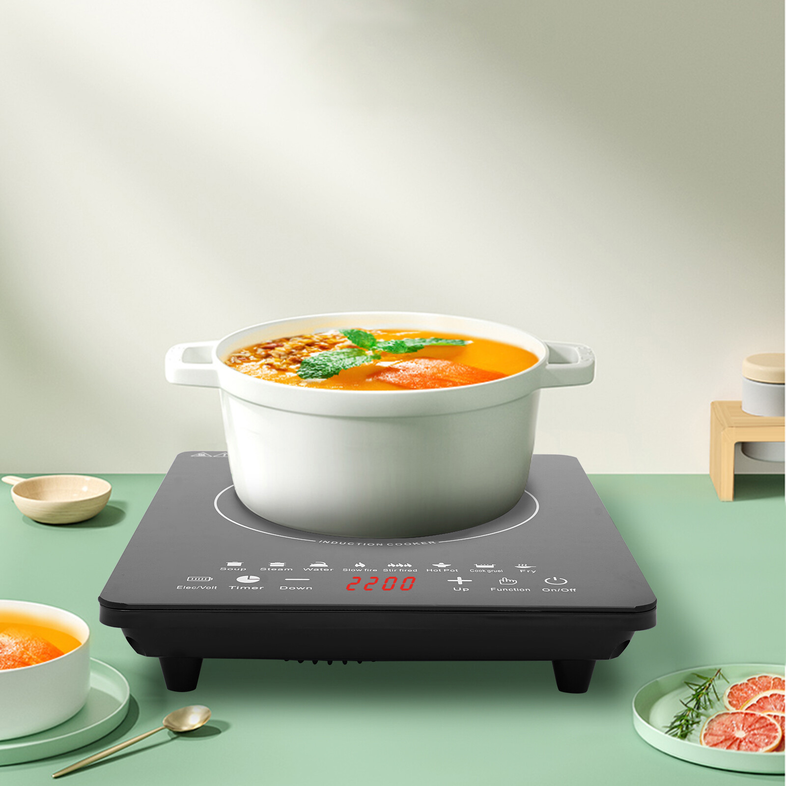 2200W Portable Kitchen Countertop Induction Cooktop Burner Electric Hot Stove