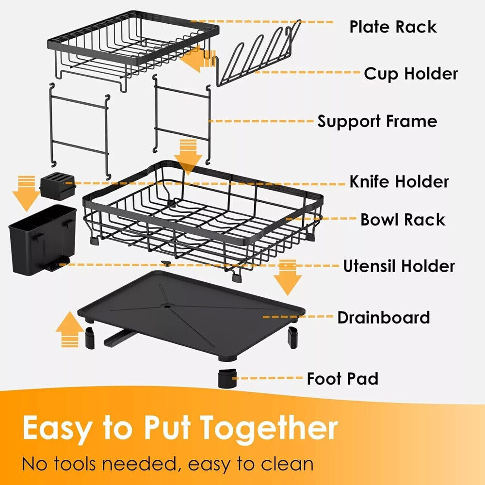 Over Sink Dish Drying Rack 2-Tier Stainless Steel Kitchen Shelf Cutlery Drainer