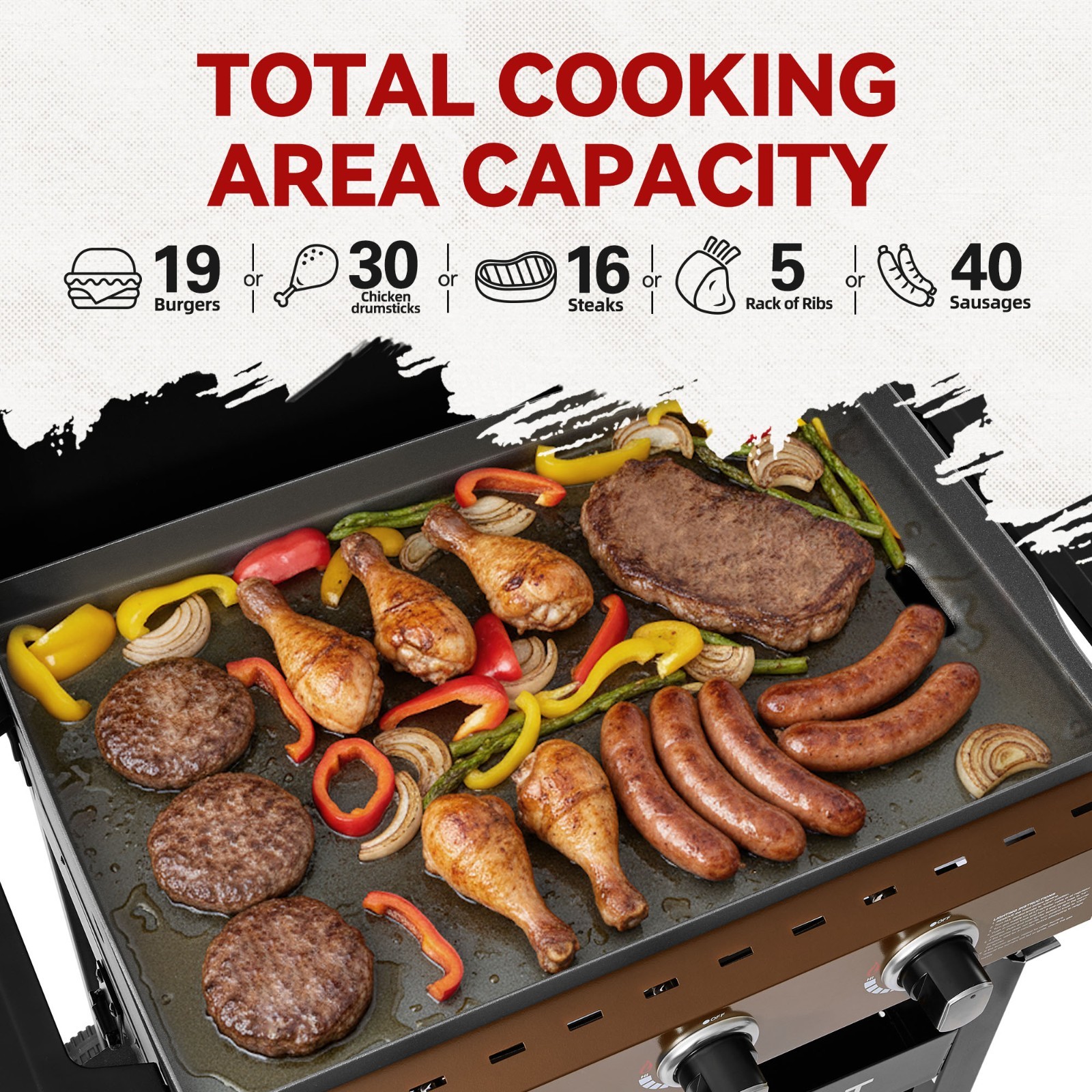 Royal Gourmet 3-Burner Gas Griddle with Hood, 492 Sq for Outdoor Cooking