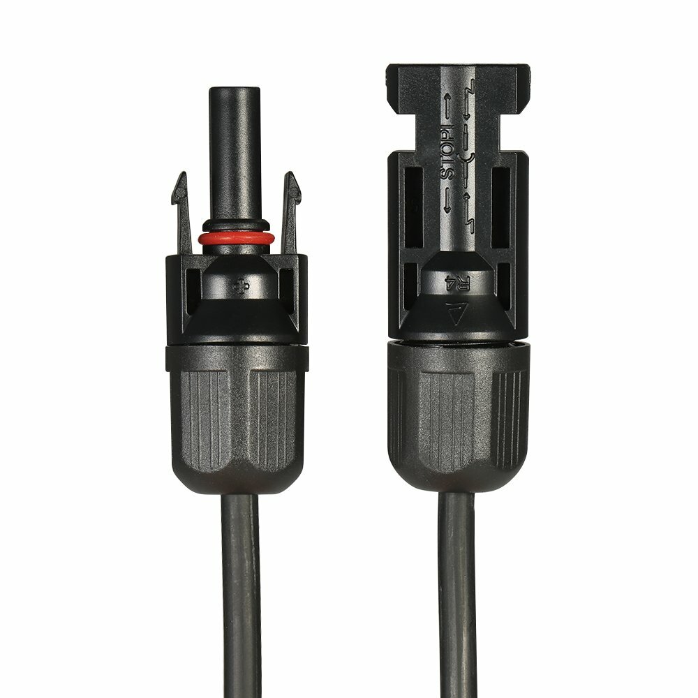 1 Pair Black+Red Solar Panel Extension Cable Wire Solar Connectors 10 AWG Gauge