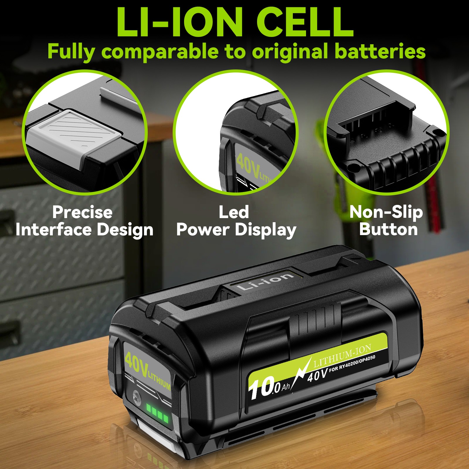 10.0 AH For Ryobi 40 Volt Battery Max Lithium-ion OP4050 OP40602 High Capacity
