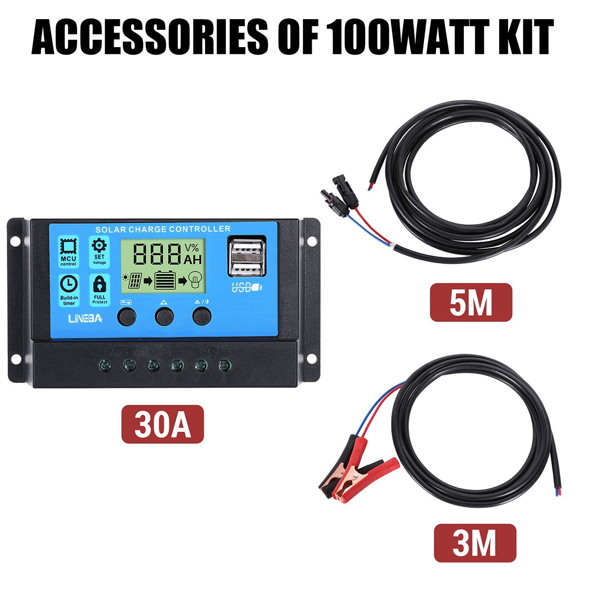 5000W Complete Solar Panel Kit with Controller & Inverter Home 110V Grid System