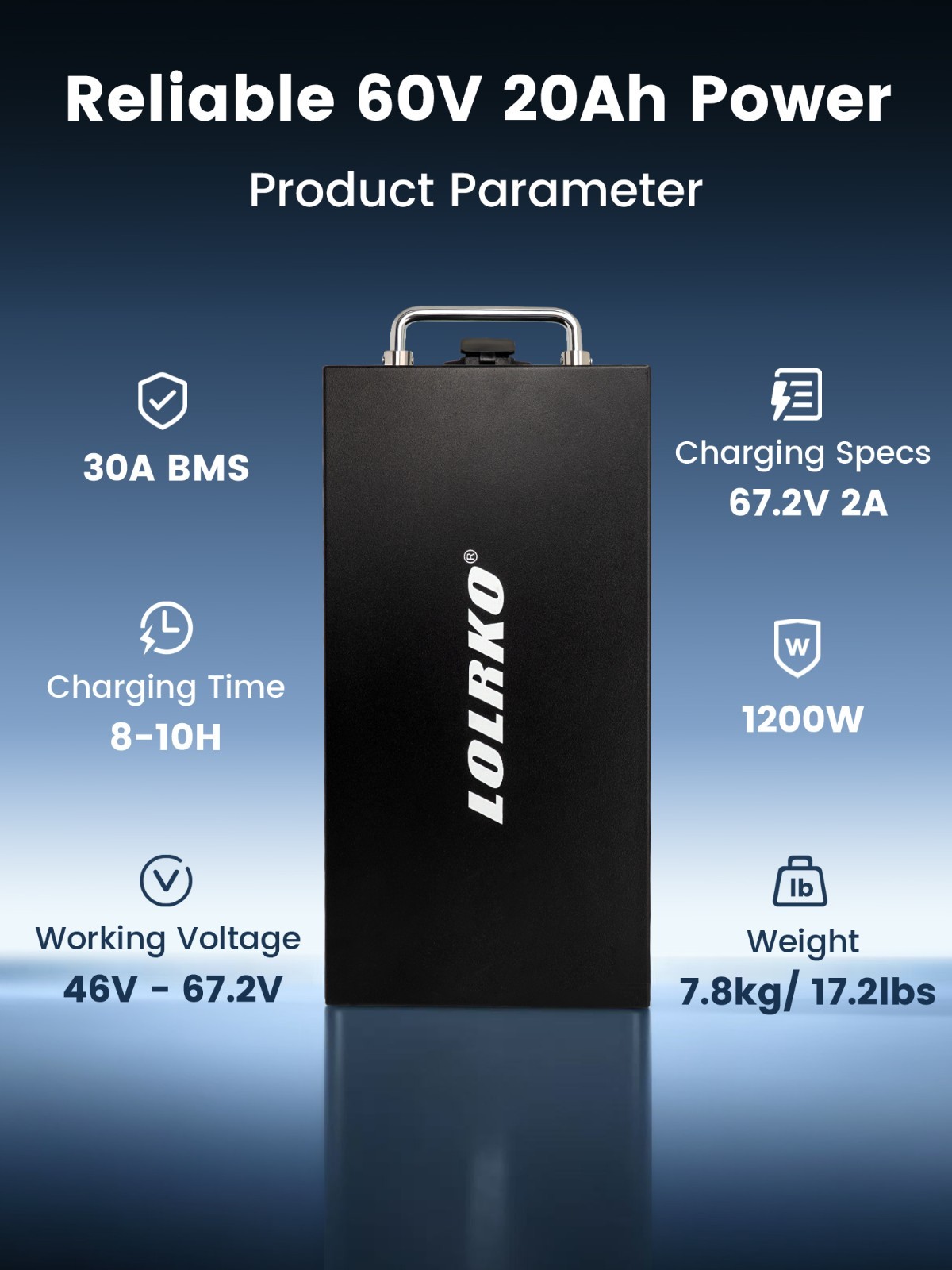 60V 20Ah Rechargeable Lithium Ion Battery Pack for 60V Electric Bicycle System