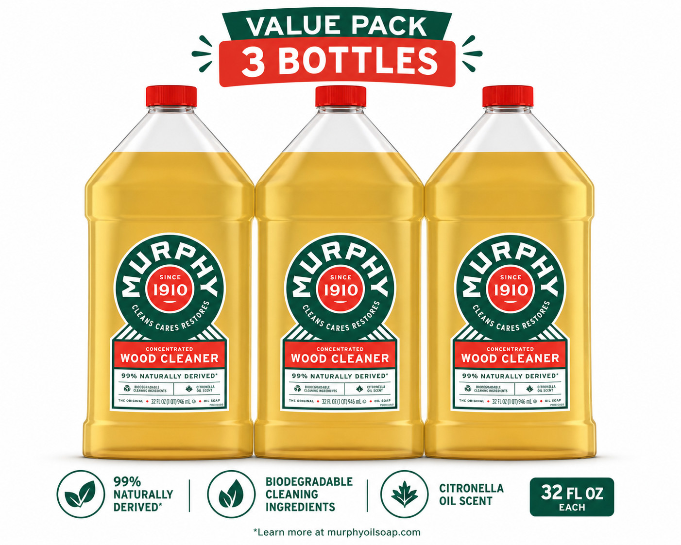 Murphy Oil Soap Wood Cleaner, Original – 32 Fluid Ounce-Free Shipping PACK OF 3