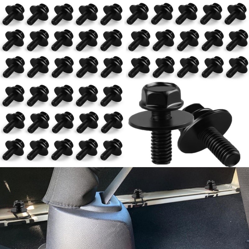 Car Body Bolts Screws Kit Fastener Fender M6-1.0x16mm Long-10mm Hex-17mm Washer