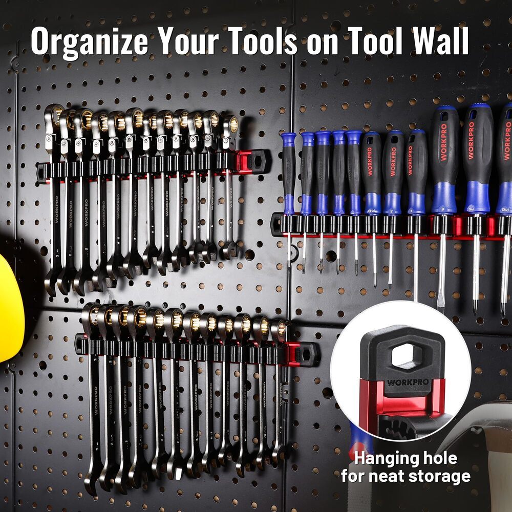 WORKPRO Magnetic Screwdriver Organizer Wrench Organizer 3PC Aluminum Tool Holder