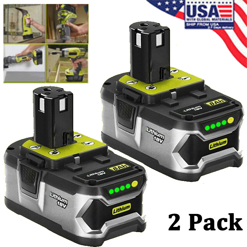 2PCS For RYOBI P107 P108 8.0Ah High Capacity Battery 18Volt Lithium-Ion One Plus