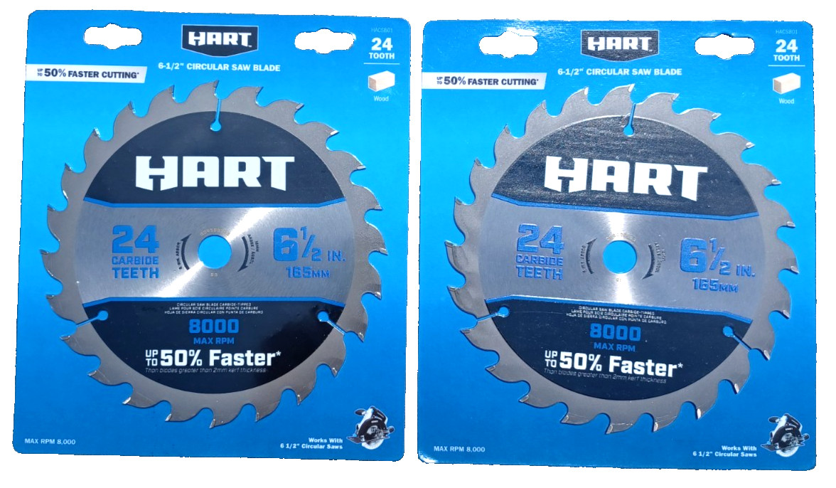 2 PK Hart HACSB01 Circular Saw Blade 6 1/2″ 8000 Max RPM 24 Tooth Carbide Teeth