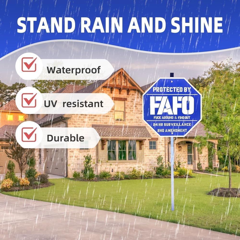 FAFO Security Sign, Funk around and Find Out Sign,Home Security Signs Yard, Funn