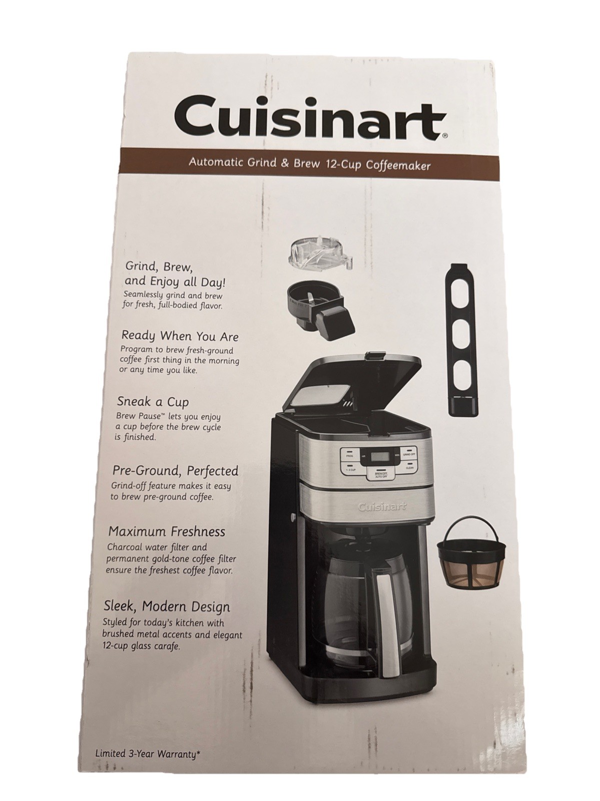 Cuisinart Automatic Grind & Brew 12 Cup Coffee Maker Black Stainless Steel