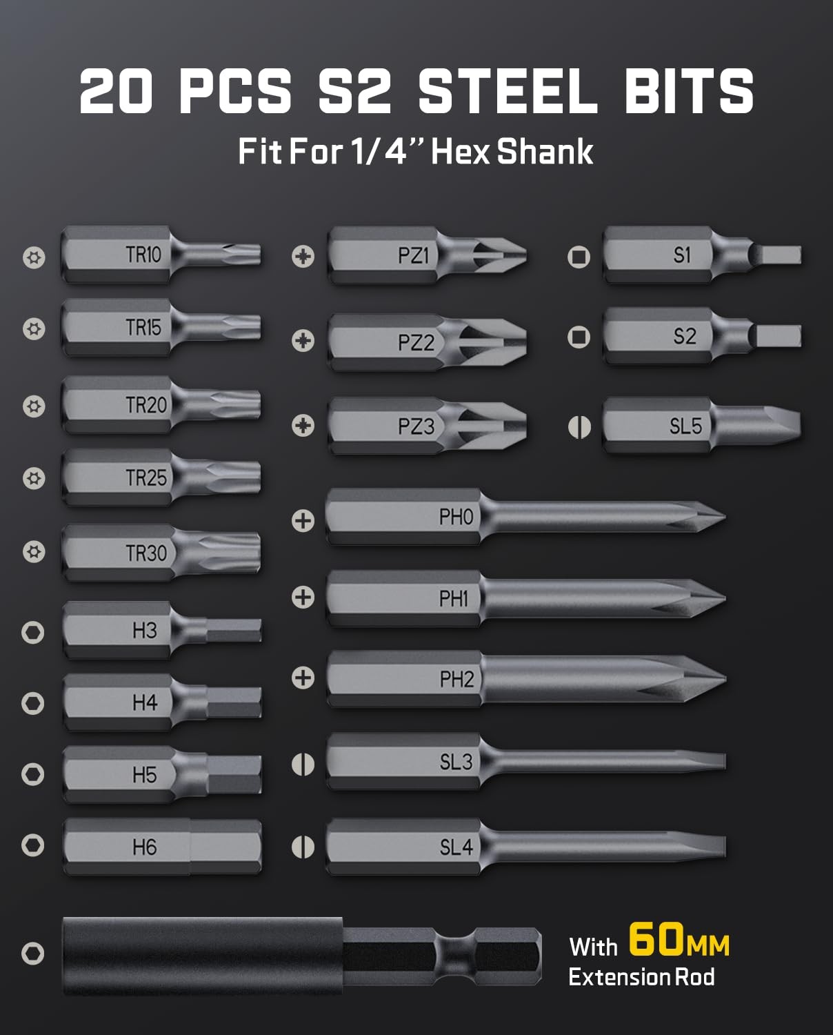 S2 Pro Cordless Electric Screwdriver Set with 20 Bits & 90Â° Angle Adapter