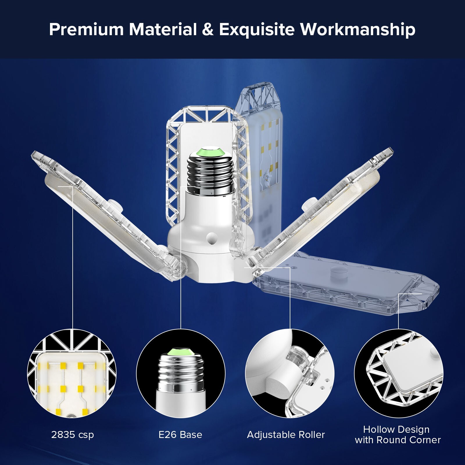 300/600W LED Garage Light Deformable Super Bright Work Shop Ceiling Light Bulb