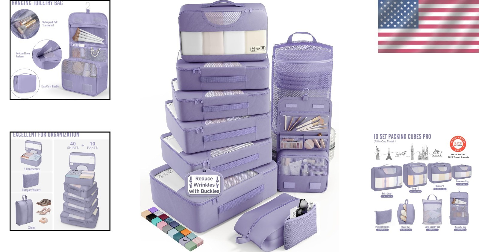 10-Piece Lightweight Packing Cube Set with Laundry Bag for Effortless Travel