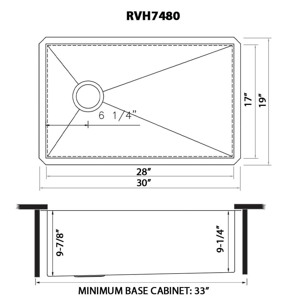 Ruvati 30-inch Slope Bottom Offset Drain Undermount Kitchen Sink – RVH7480