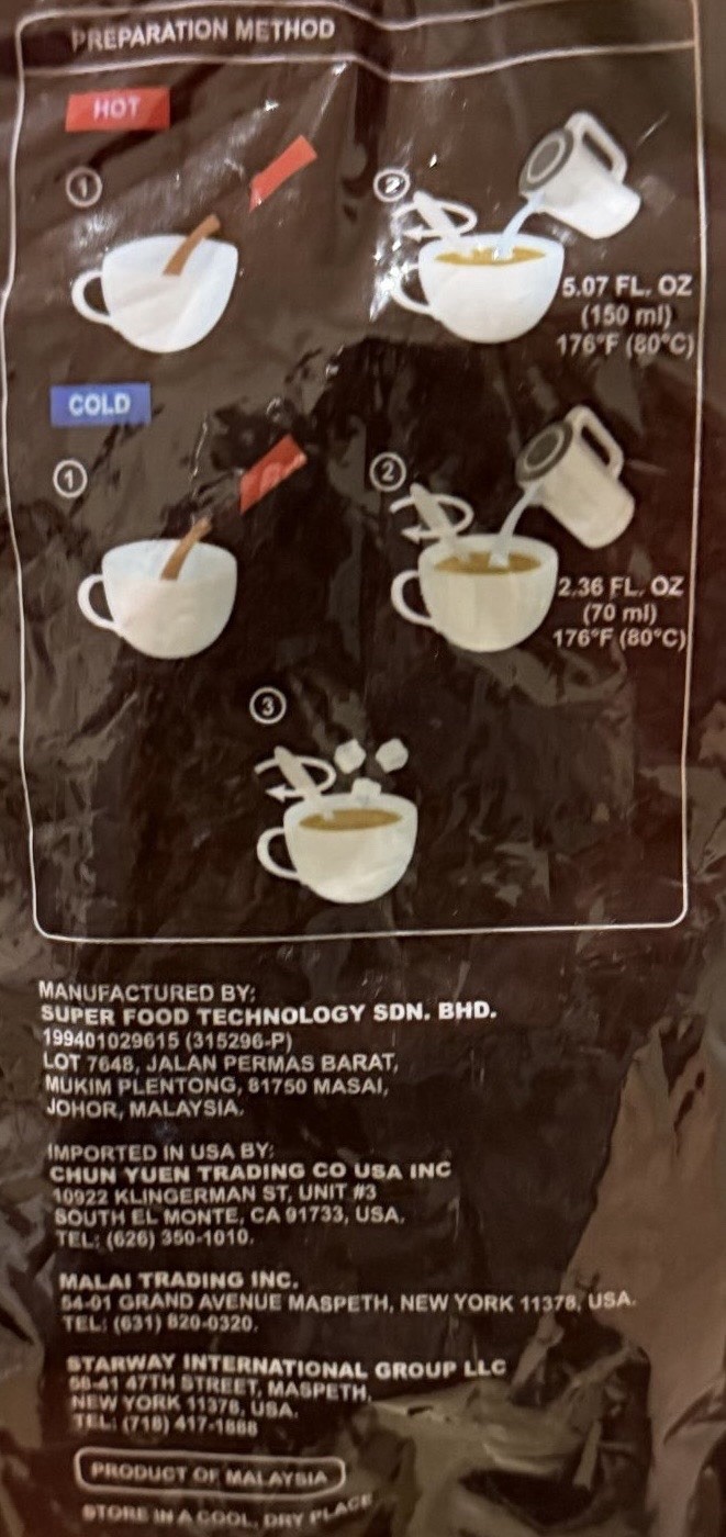 SUPER Original 3 in 1 Instant Coffee Beverage Mix 40 Sticks (21.16 oz) Malaysia