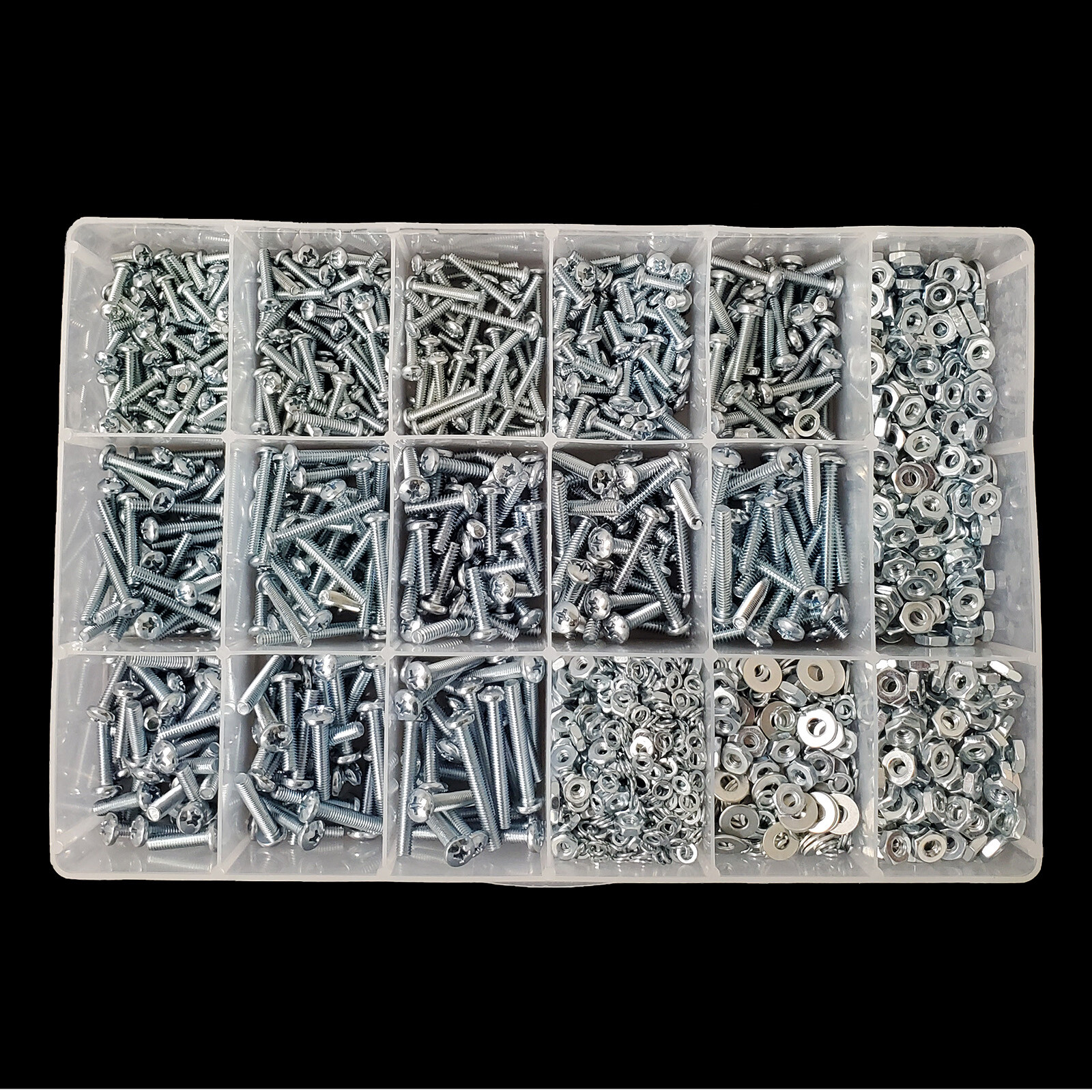 (2,270) Pcs 6-32, 8-32, 10-24 10-32 Phillips Pan Head Machine Screws Assortment