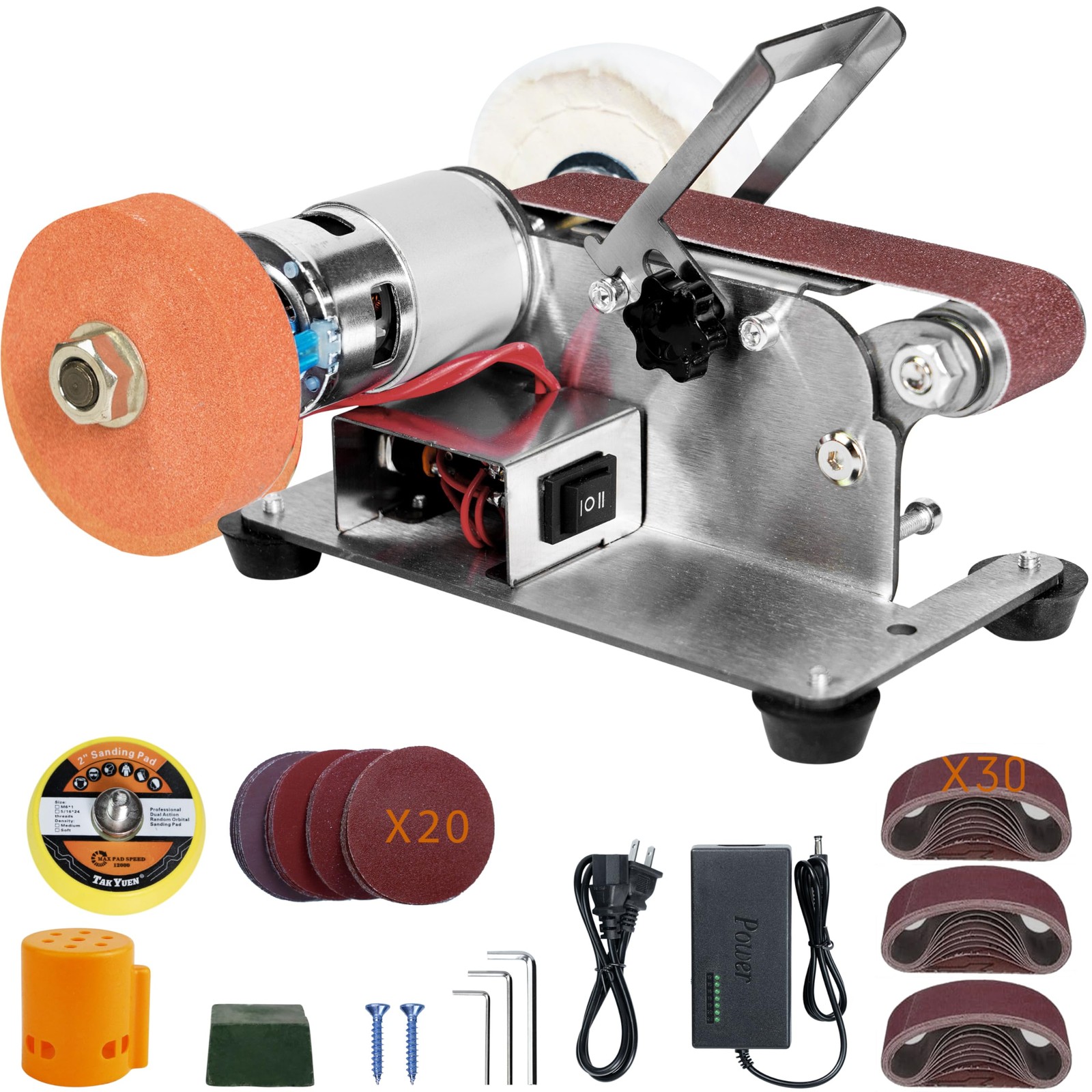 Mini Belt Sander Electric Grinder 7 Speed Knife Sharpener Wood Metal Tool