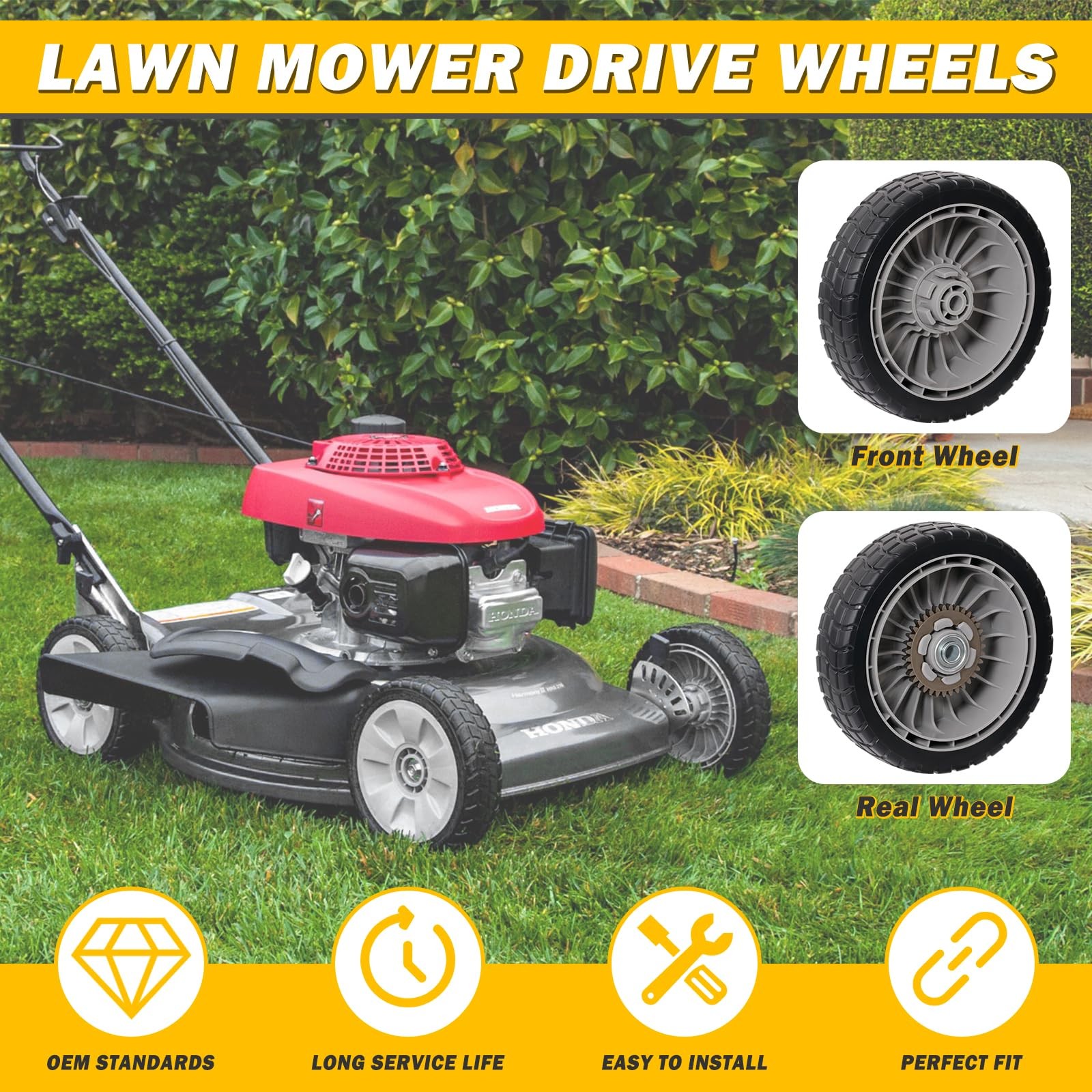 4 Pcs 8″ Lawn Mower Wheels Compatible with Honda HRR216 HRS216 HRT216 Lawn Mo…