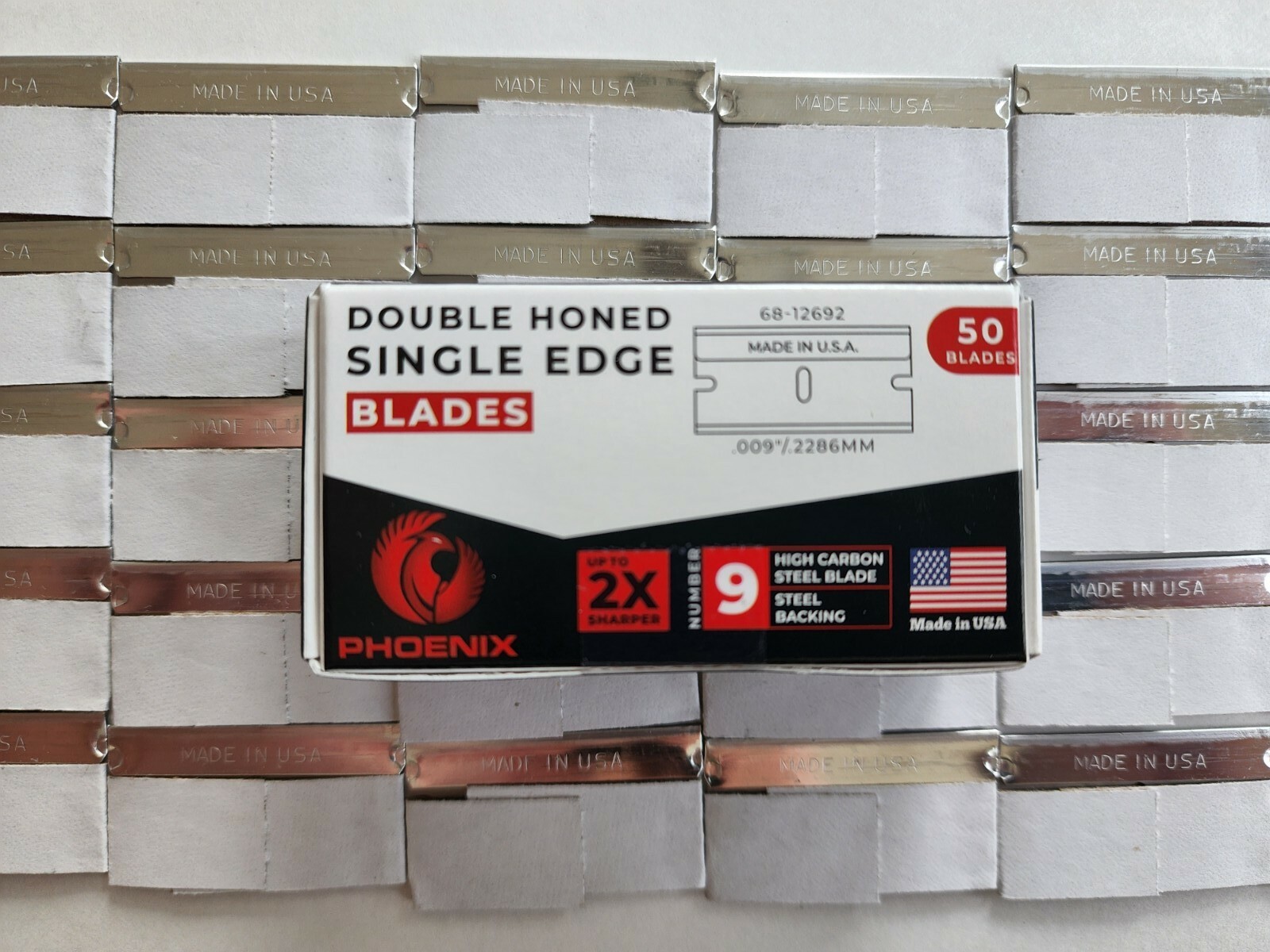 Phoenix – 50 Extra Sharp Single Edge Razor Blades – Made In USA – Double Honed