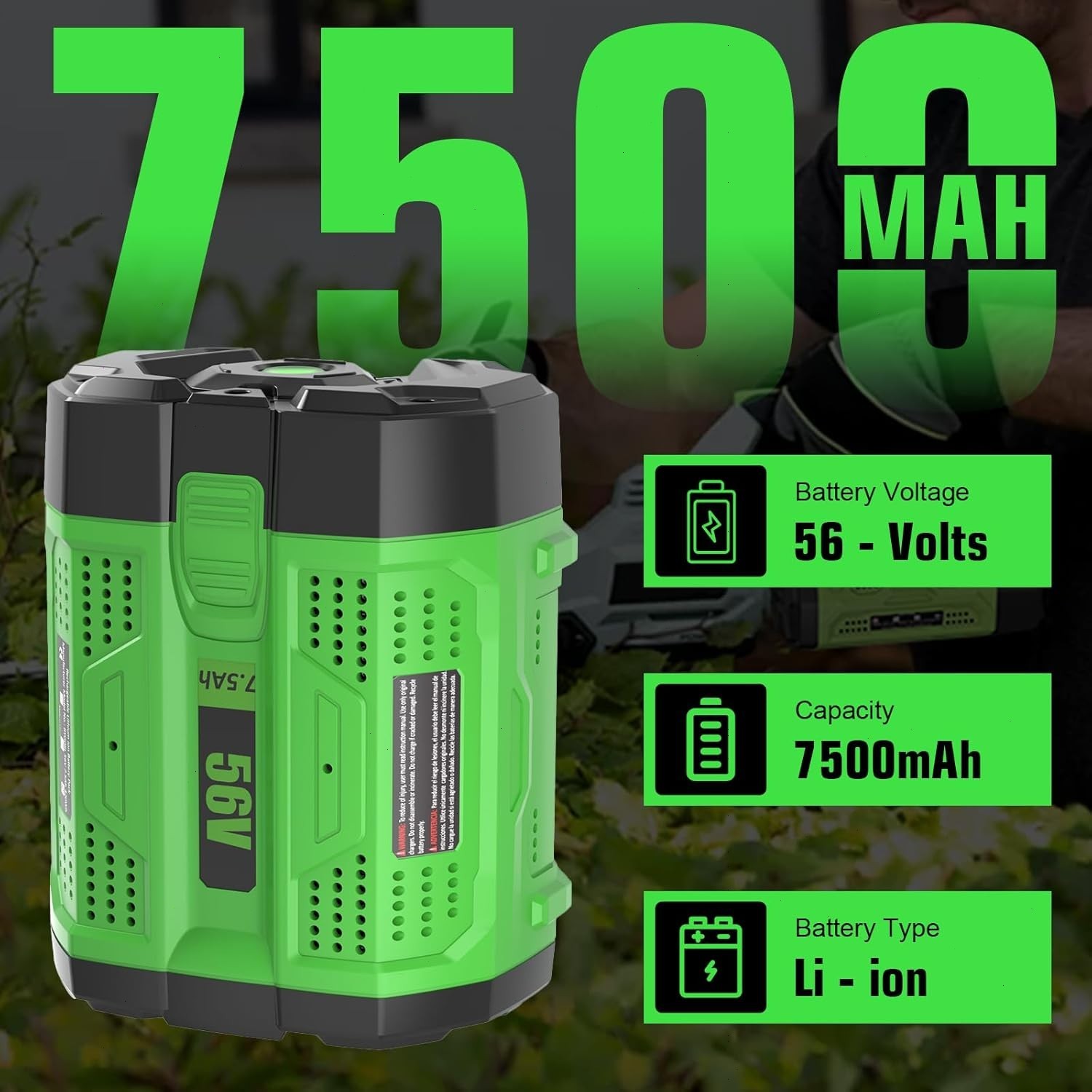 7.5Ah Lithium Battery / Charger For EGO Power+ 56V BA2800 BA2800T BA4200 BA1400