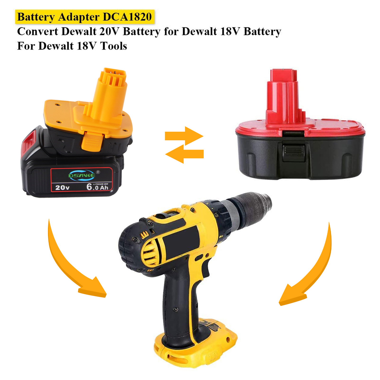 USB Adapter For DEWALT DCA1820 Battery Converter 18V to 20V Max Li-Ion Tools New