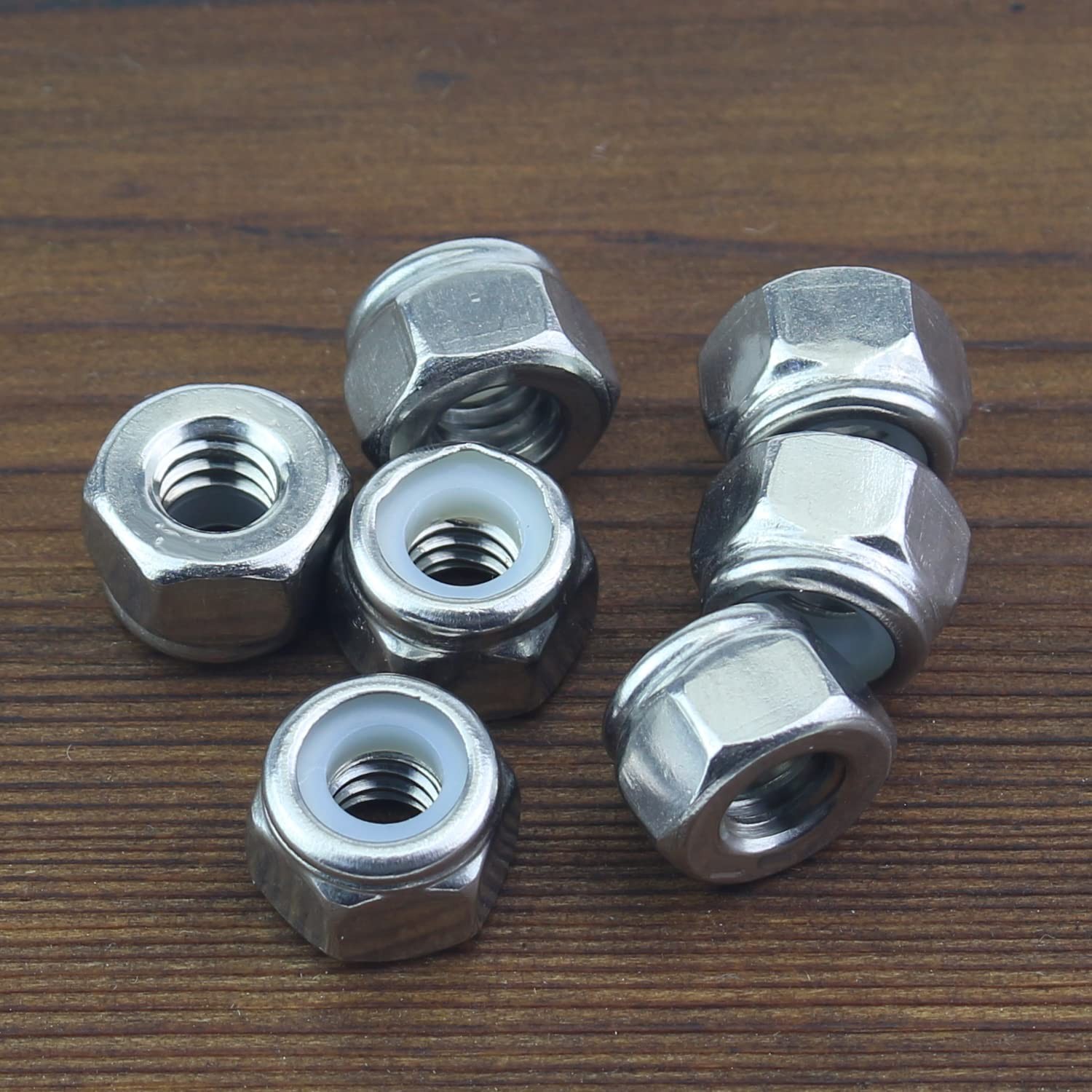HELIFOUNER 25 Pieces 1/4″-20 Nylon Insert Hex Lock (25 pcs), Silver