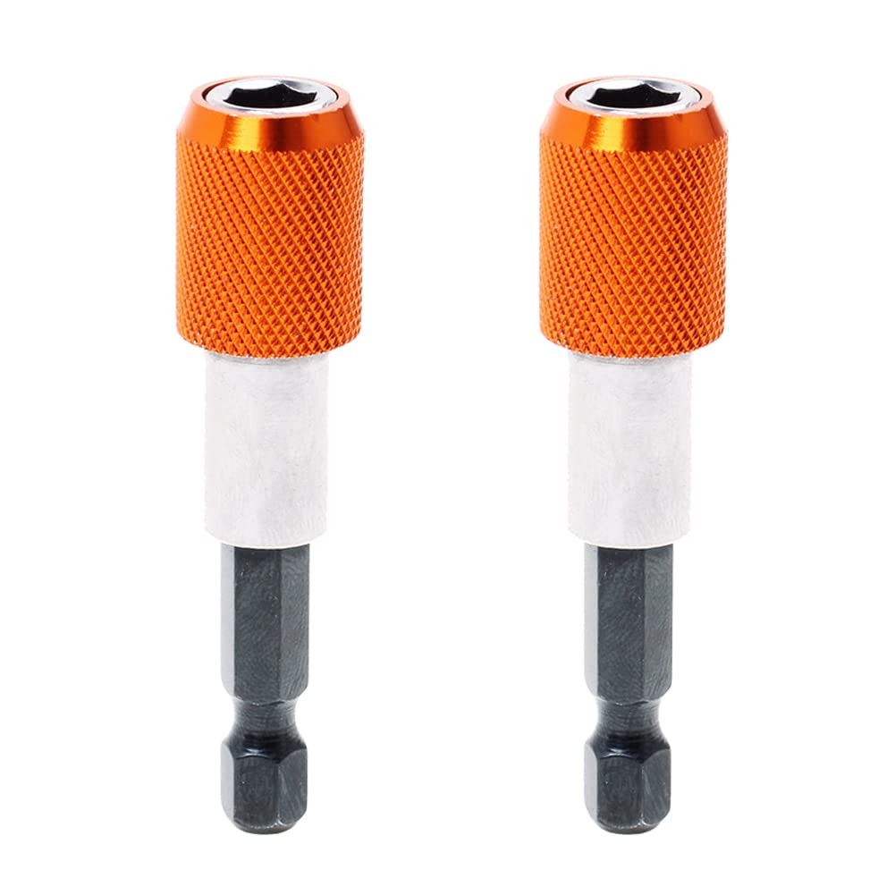 AUTOTOOLHOME 2 Pieces Quick Change Bit Holder Magnetic 1/4″ Hex 1/4, Orange