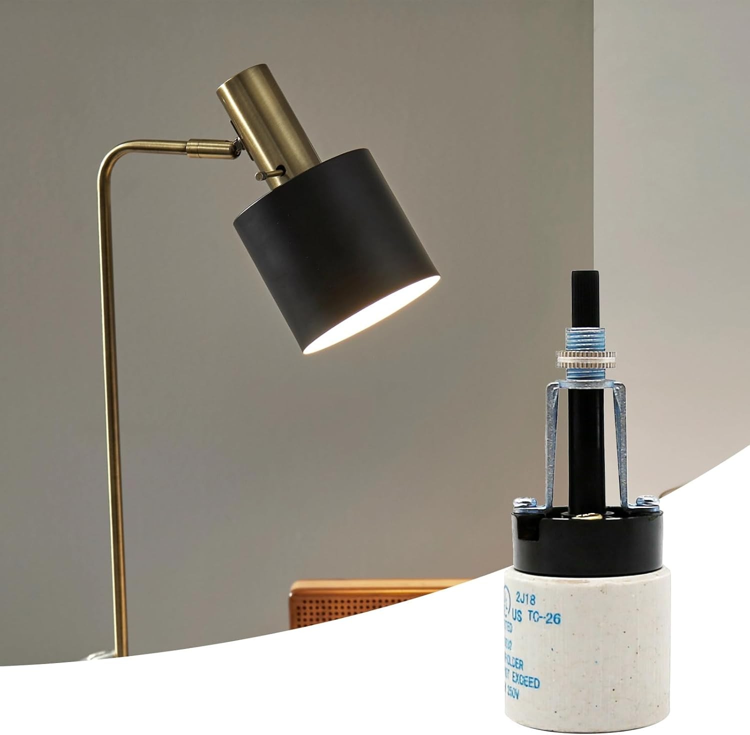 E26 Universal Ceramic Light Socket with Rotary Switch 250V 660W for Lamp…