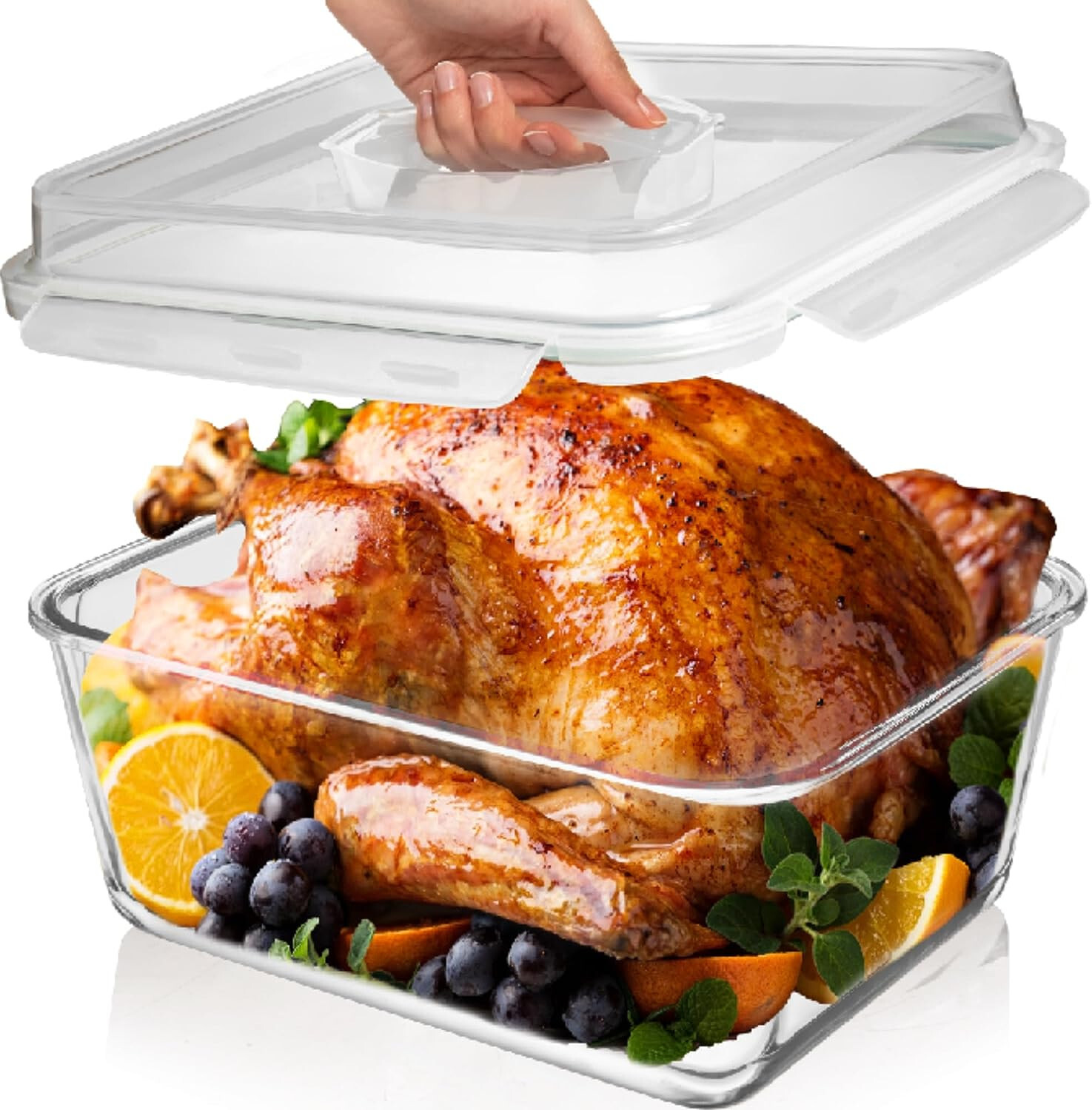 6500 ML / 220 oz / 28 Cup LARGE Glass Food Storage Container w Airtight Lid