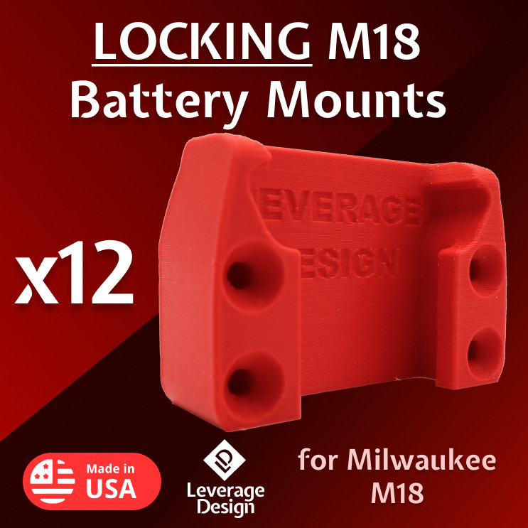 2023 SPECIAL 12 Pack: HEAVY DUTY Milwaukee M18 Battery Holder/Mount MADE IN USA