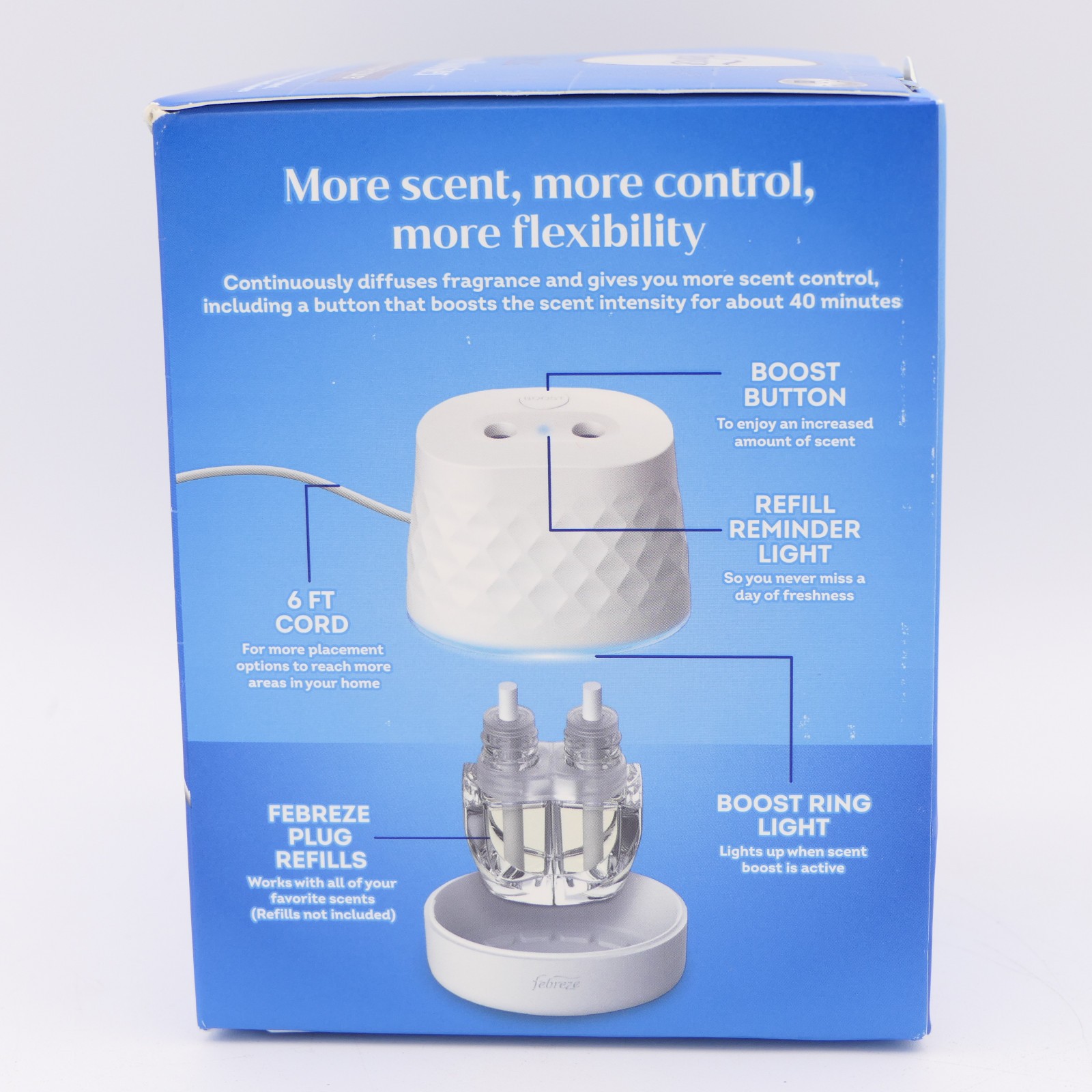 Febreze Plug Scent Booster Continuous Scented Oil Warmer Plug In Device 6ft Cord