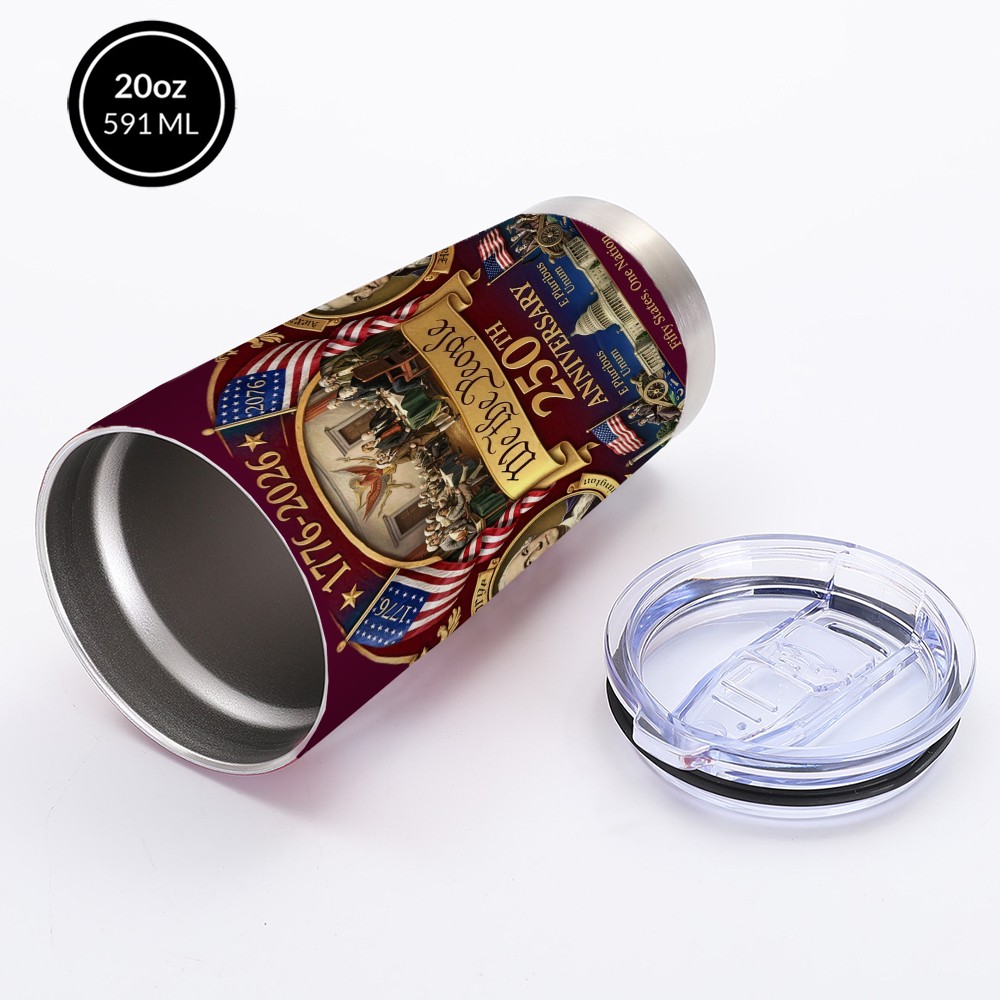 SAXUMOUT 1pc 250th Anniversary Coffee Cup 304 Stainless Steel Tumbler with Straw