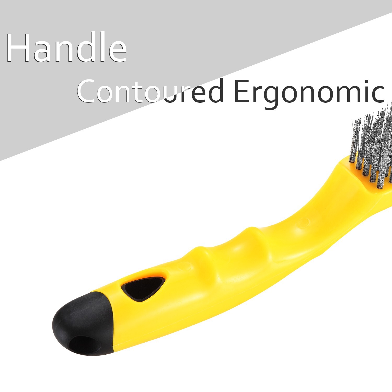 Wire Scratch Brush with Metal Scraper Plastic Handle Stainless Steel Bristles