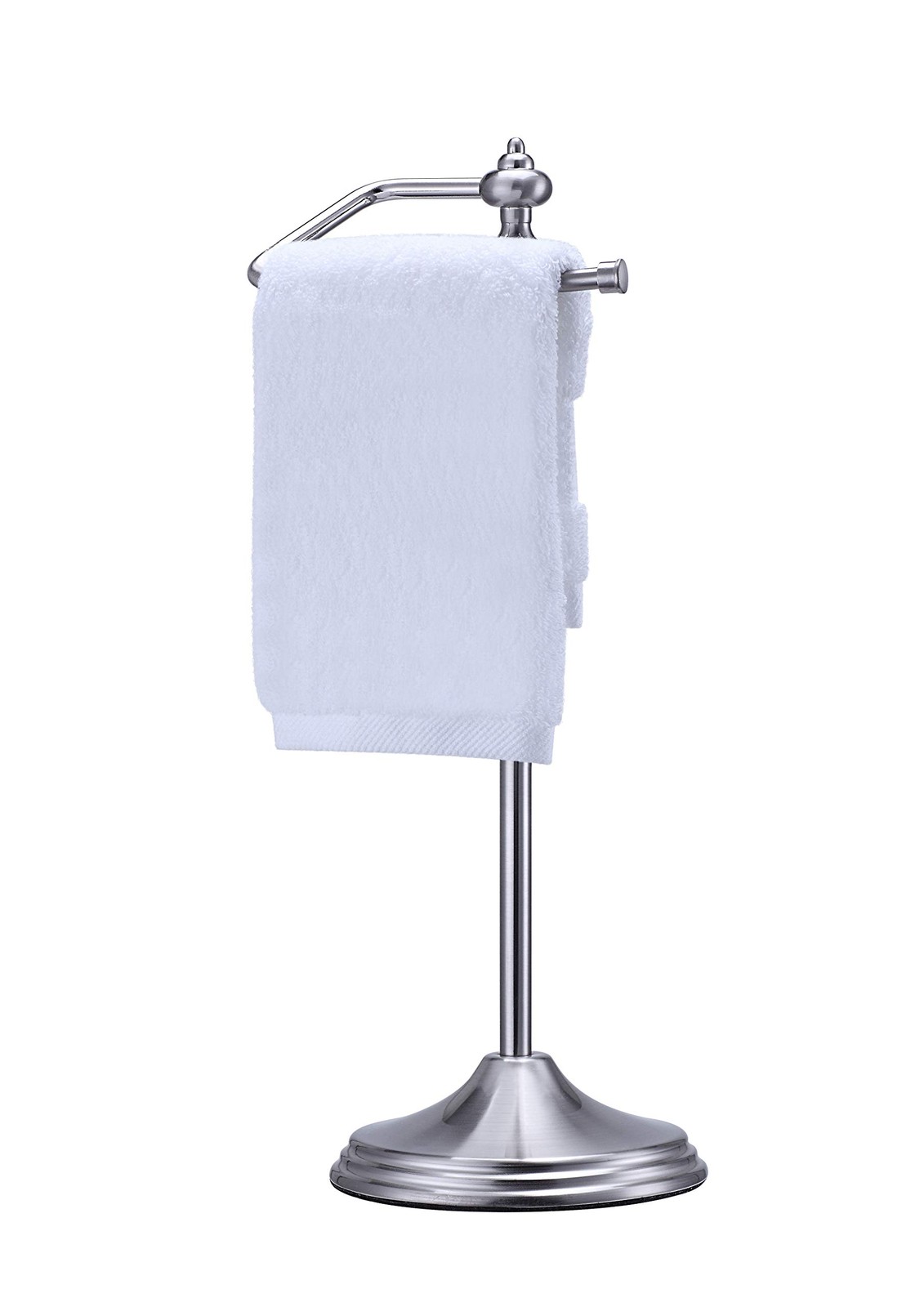 Metal Fingertip Towel Holder Stand Satin Nickel 14.2 In 15.6×5.6×5.6 In