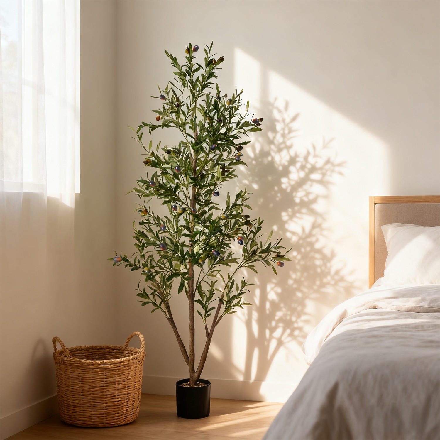 NOVAROOT 6FT Tall Olive Trees Artificial Indoor Faux Natural Wood Trunk Lifeli