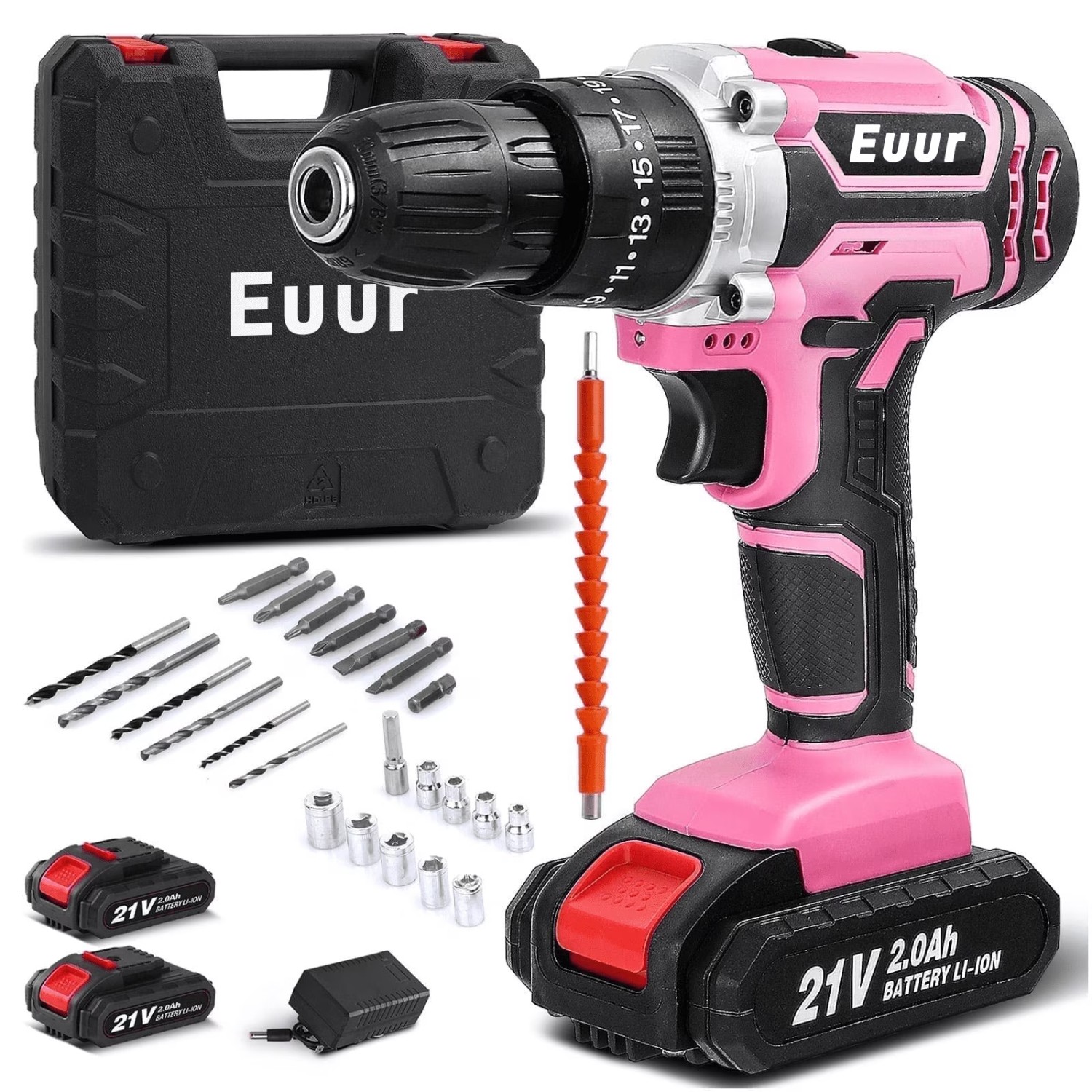 VQJTCVLY 21V Cordless Power Drill Set, Brushless Motor, 3/8 in Keyless Chuck,