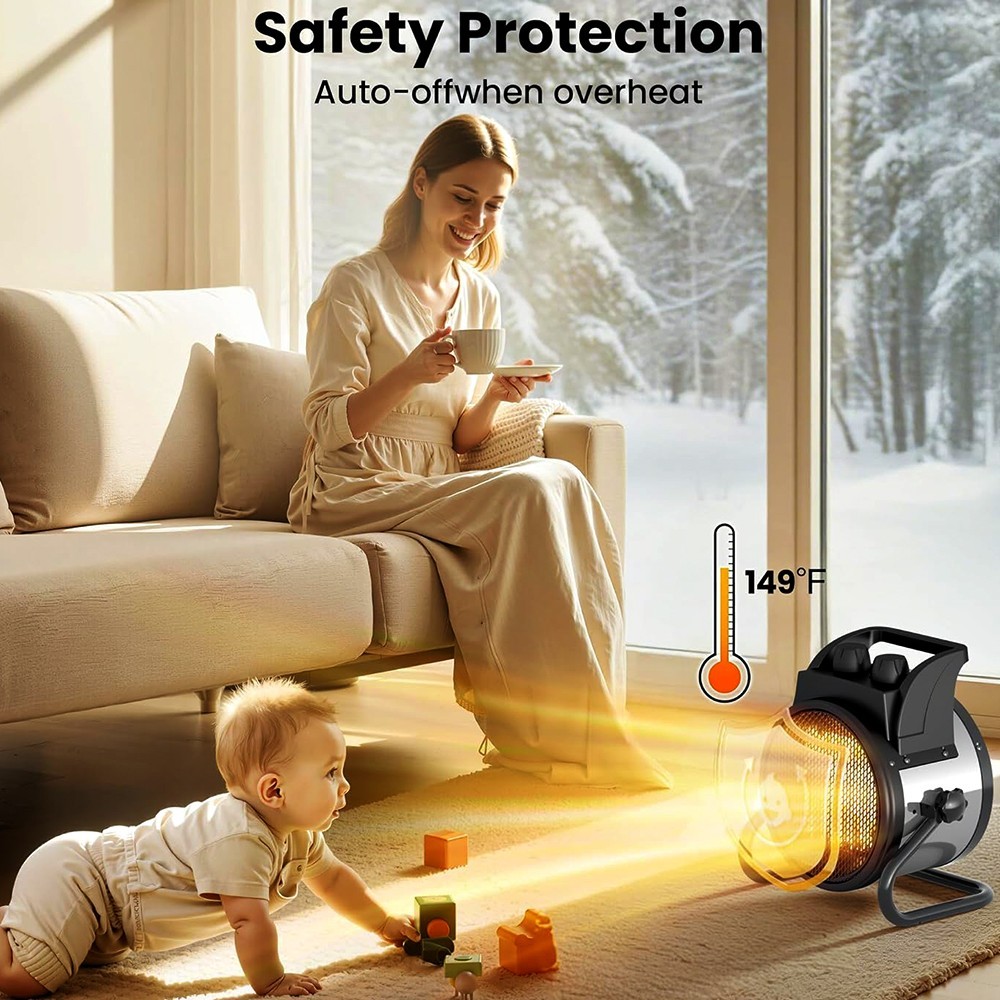ELECTRIC FORCED AIR HEATER WHOLE ROOM SPACE HEATER PORTABLE FAST HEAT ETL LISTED