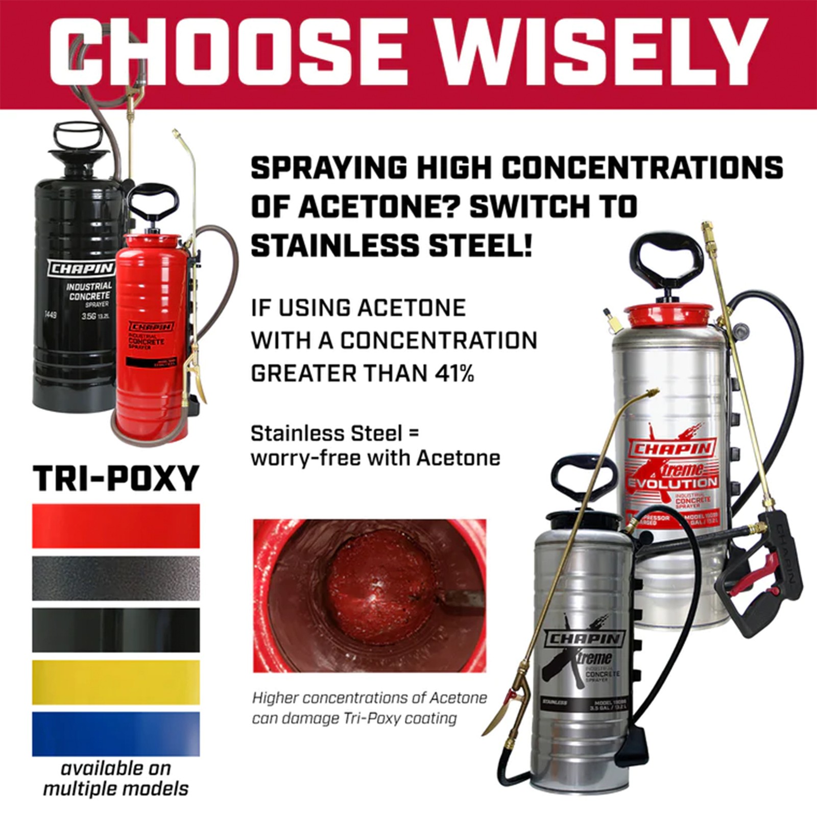 Chapin 3.5 Gallon Tri Poxy Industrial Concrete Open Head Handheld Tank Sprayer