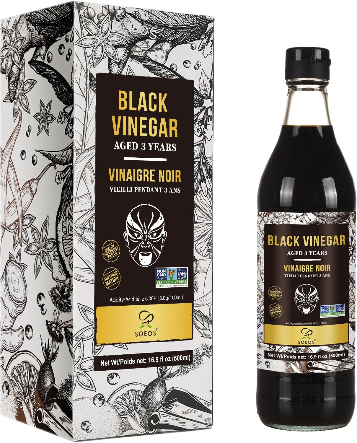 Chinkiang Vinegar 16.9 fl oz (500ml), 3 Years Aged, Naturally Fermented, Matu…