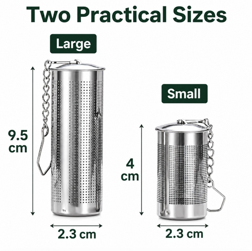 2-Pack Stainless Steel Tea Infuser Strainer Set – Fine Mesh Ball with Chain Hook