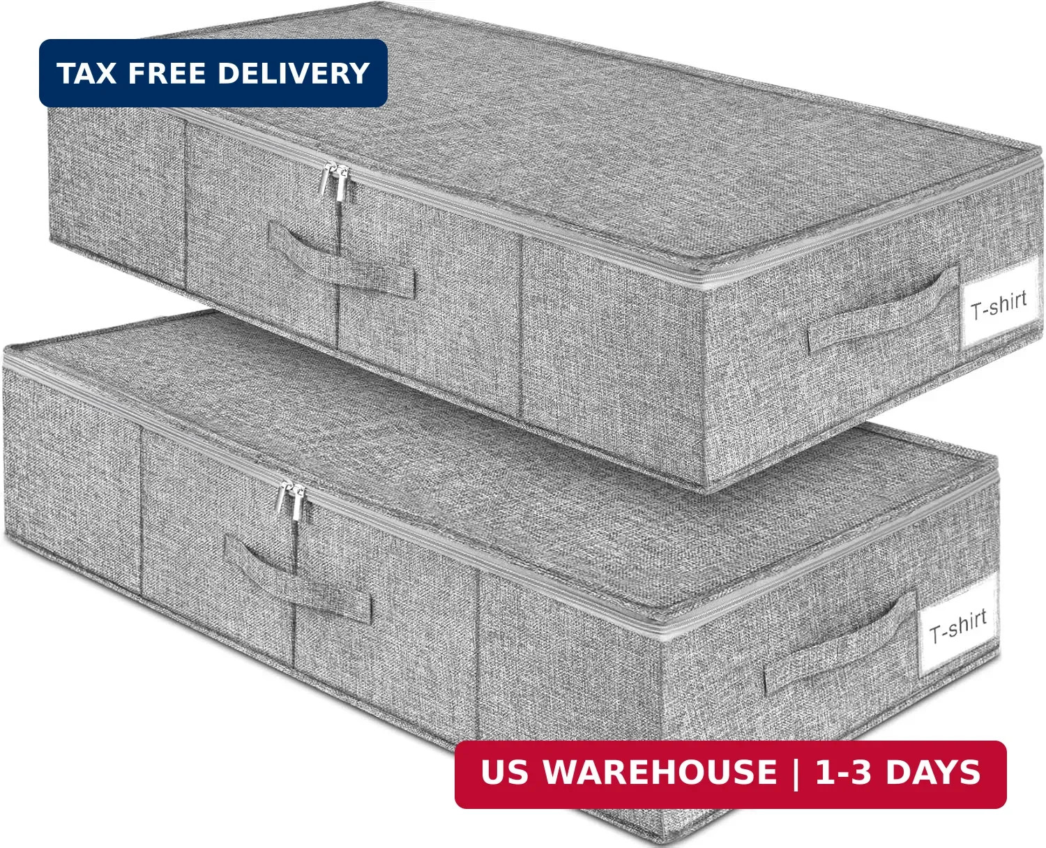 6.7 in Tall Sturdy Under Bed Storage Container with Lid, 2Pack, Gray | St