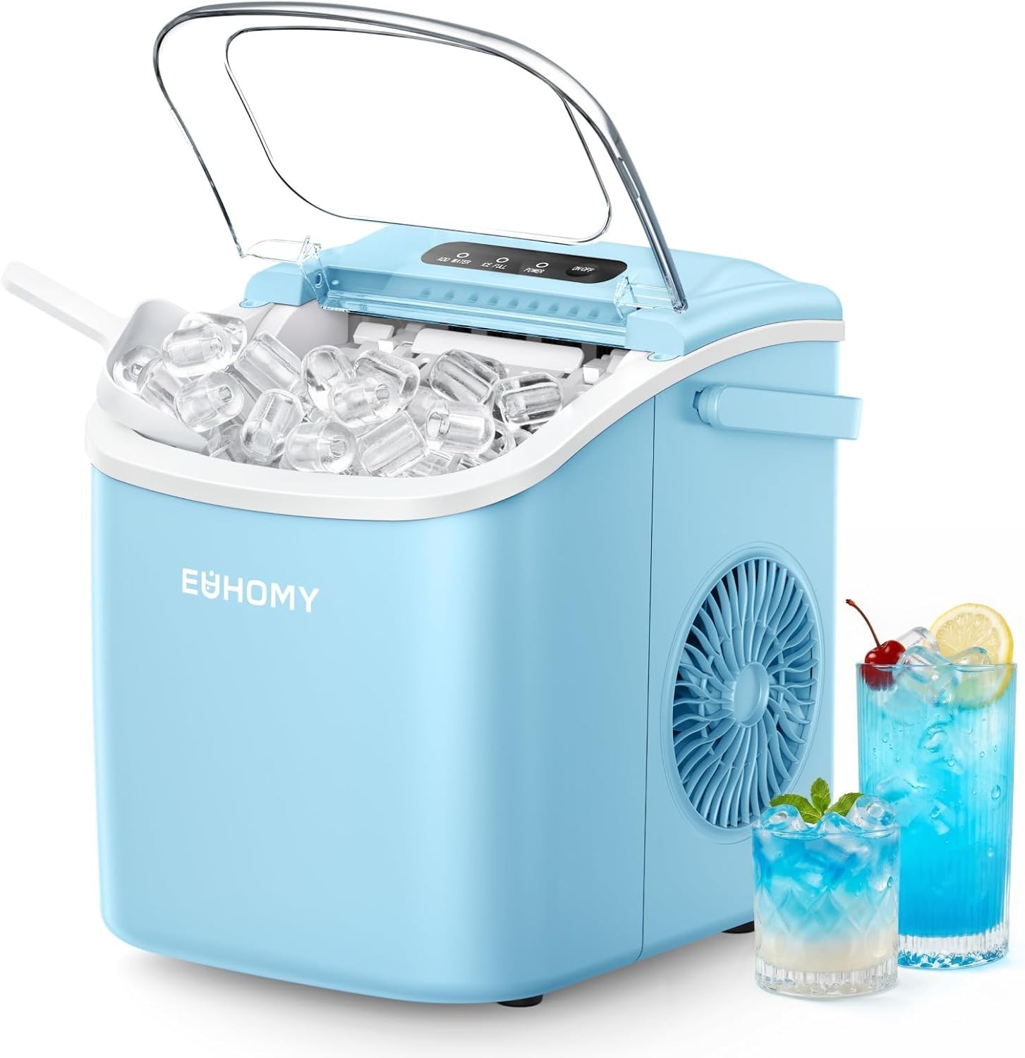 Countertop Ice Maker Machine W/ Handle 26lbs in 24Hrs 9 Ice Cubes Ready in 6