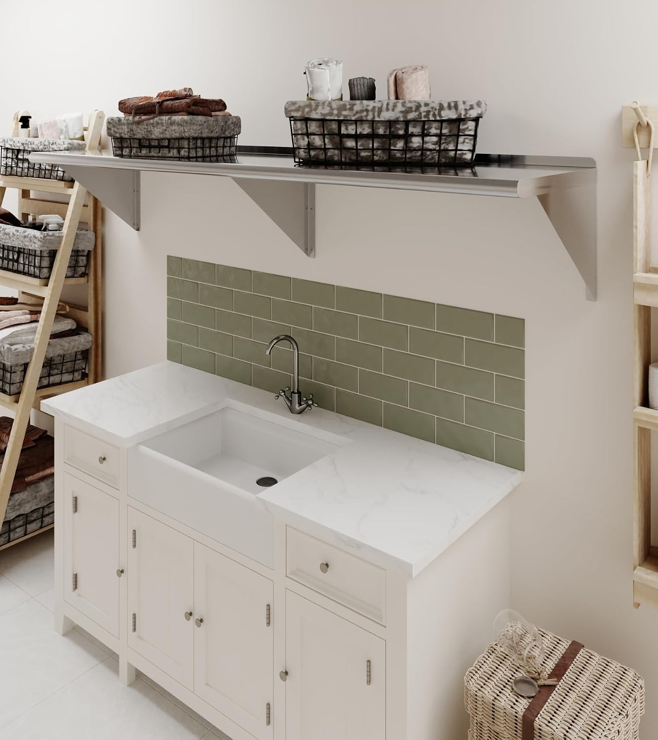 AmGood 18 in. x 72 in. Stainless Steel Wall Shelf | NSF | Metal Shelving | Garag