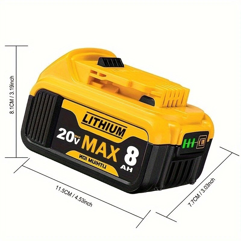 2Pack Lithium Ion Battery For DeWalt 20V 20 Volt Max 8.0AH DCB200 DCB205 DCB206