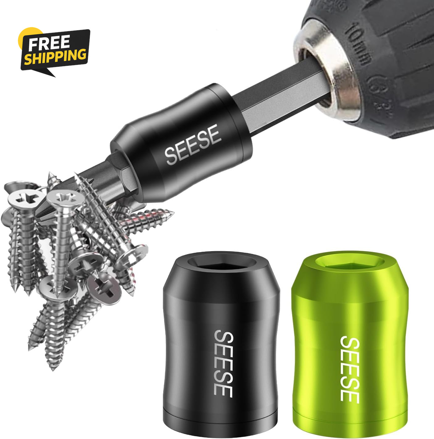 2Pk Magnetic Bit Holder 1/4″ Screw Ring Hex Power Drill Screwdriver Adapter