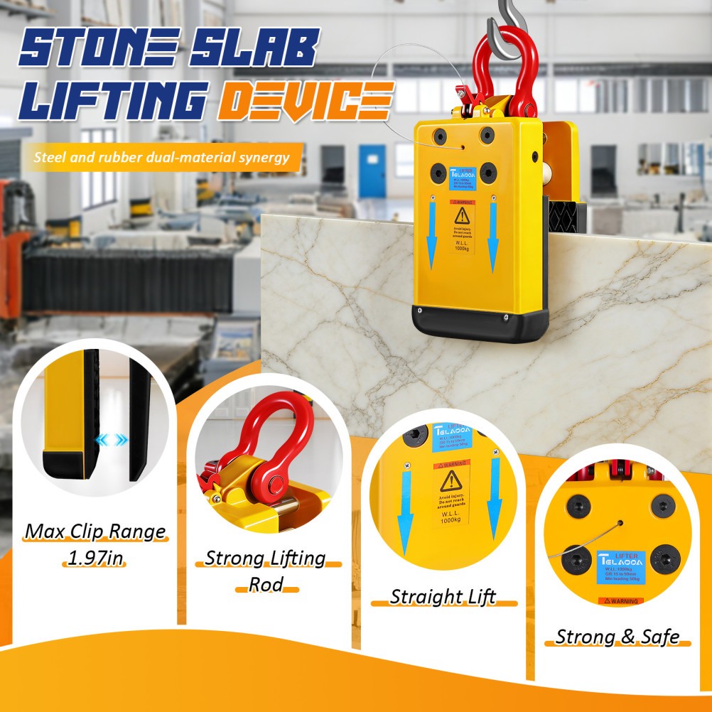 0.4″-2″ Stone Miter Clamp – 1000Kg Slate Lifter Granite Marble Lifting Tool USA